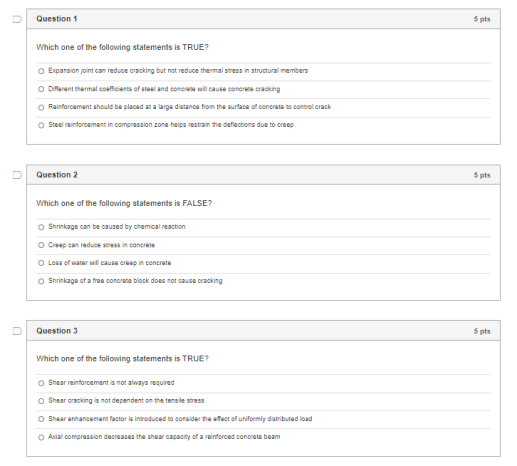 Solved Question 1 5 pts Which one of the following | Chegg.com