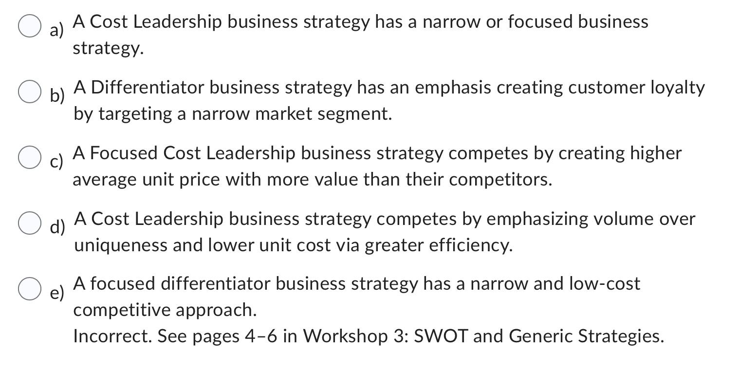 Solved Based on the Competitive Advantage table below, which | Chegg.com