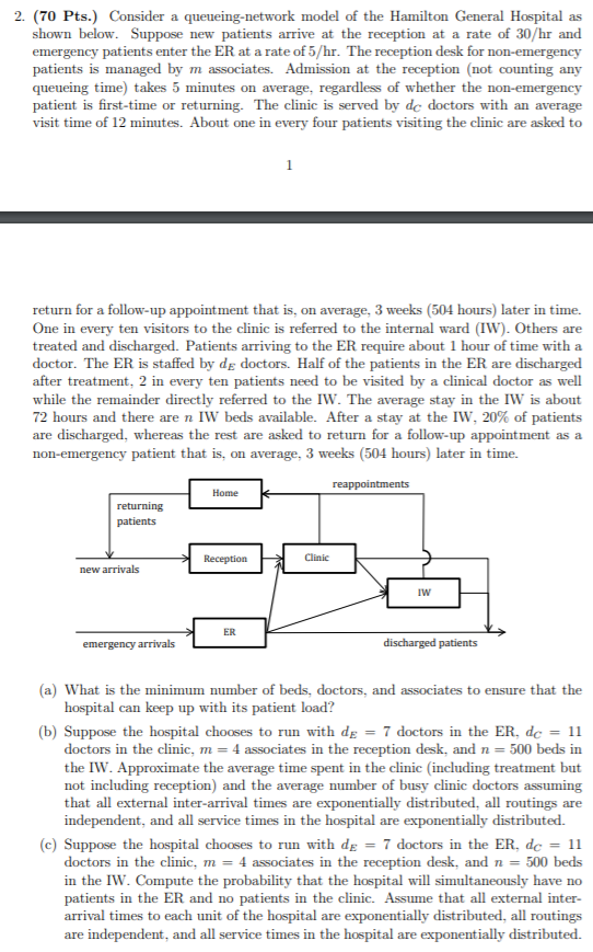 2. (70 Pts.) Consider a queueing-network model of the | Chegg.com