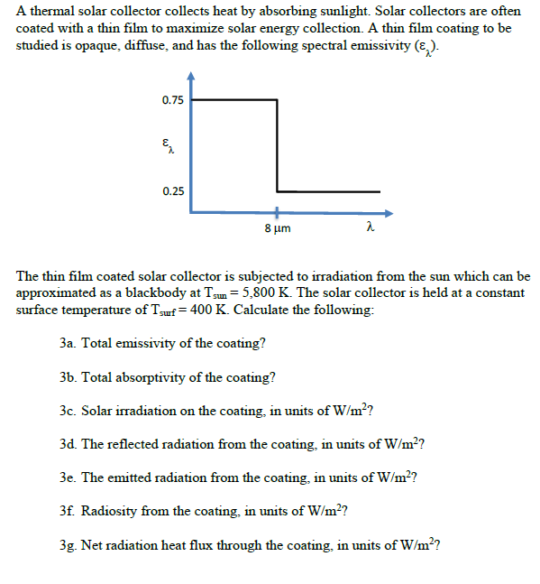 Solved A thermal solar collector collects heat by absorbing | Chegg.com