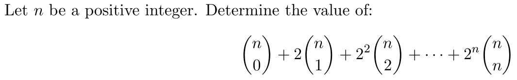 Solved Let n be a positive integer. Determine the value of: | Chegg.com