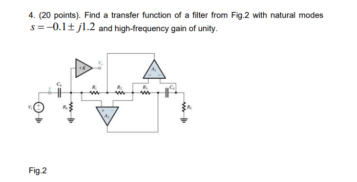 4. (20 points). Find a transfer function of a filter | Chegg.com