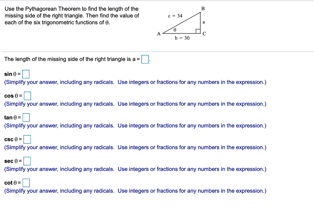 Solved Use the Pythagorean Theorem to find the length of the | Chegg.com