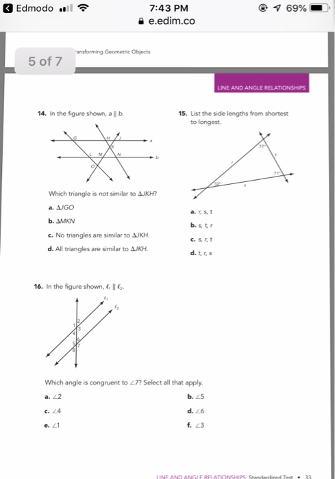 Solved 7:43 PMM 을 e.edim.co ansforming Geometric Objects 5 | Chegg.com