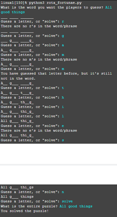 Solved Python Take in a word / phrase to use for | Chegg.com