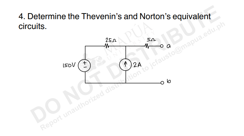 Solved 4. Determine The Thevenin's And Norton's Equivalent | Chegg.com