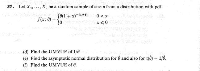 Solved . 31. Let X,...,x. be a random sample of size n from | Chegg.com