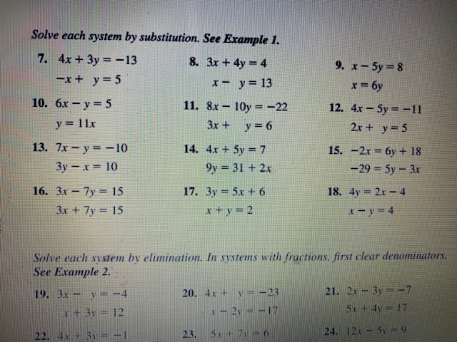 Solved Solve Each System By Substitution See Example 1 Chegg Com