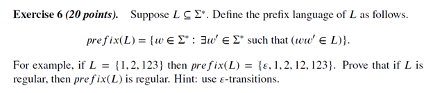 Solved Exercise 6 (20 points). Suppose L C I*. Define the | Chegg.com