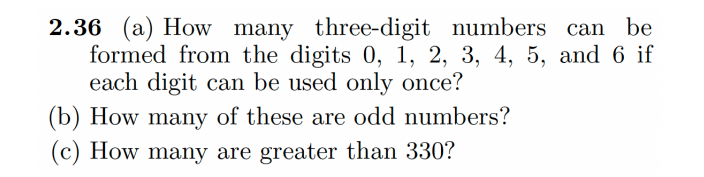 Solved 2.36 (a) How many three-digit numbers can be formed | Chegg.com