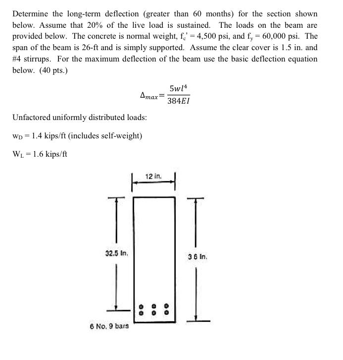 Solved Determine the long-term deflection (greater than 60 | Chegg.com