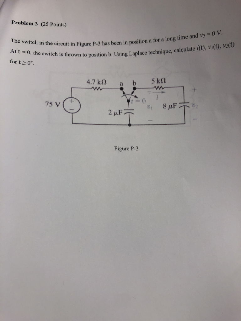 Solved Problem 3 (25 Points) The switch in the circuit in | Chegg.com