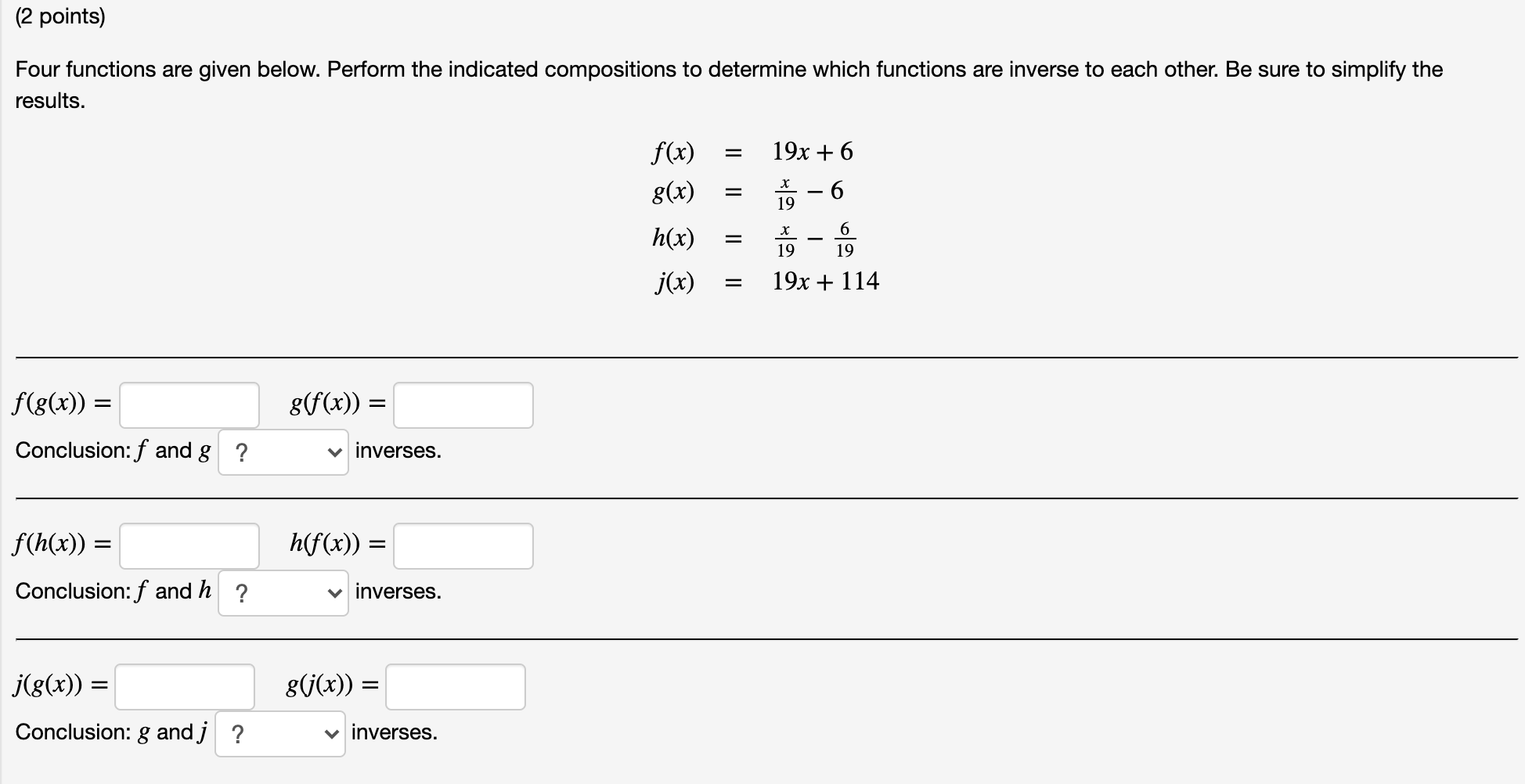 Solved (2 points) Four functions are given below. Perform | Chegg.com