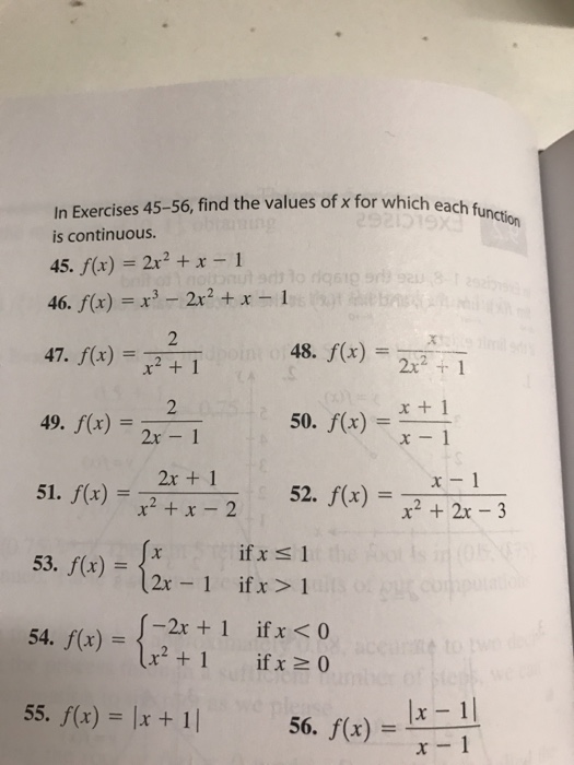 Solved In Exercises 45-56, find the values of x for which | Chegg.com