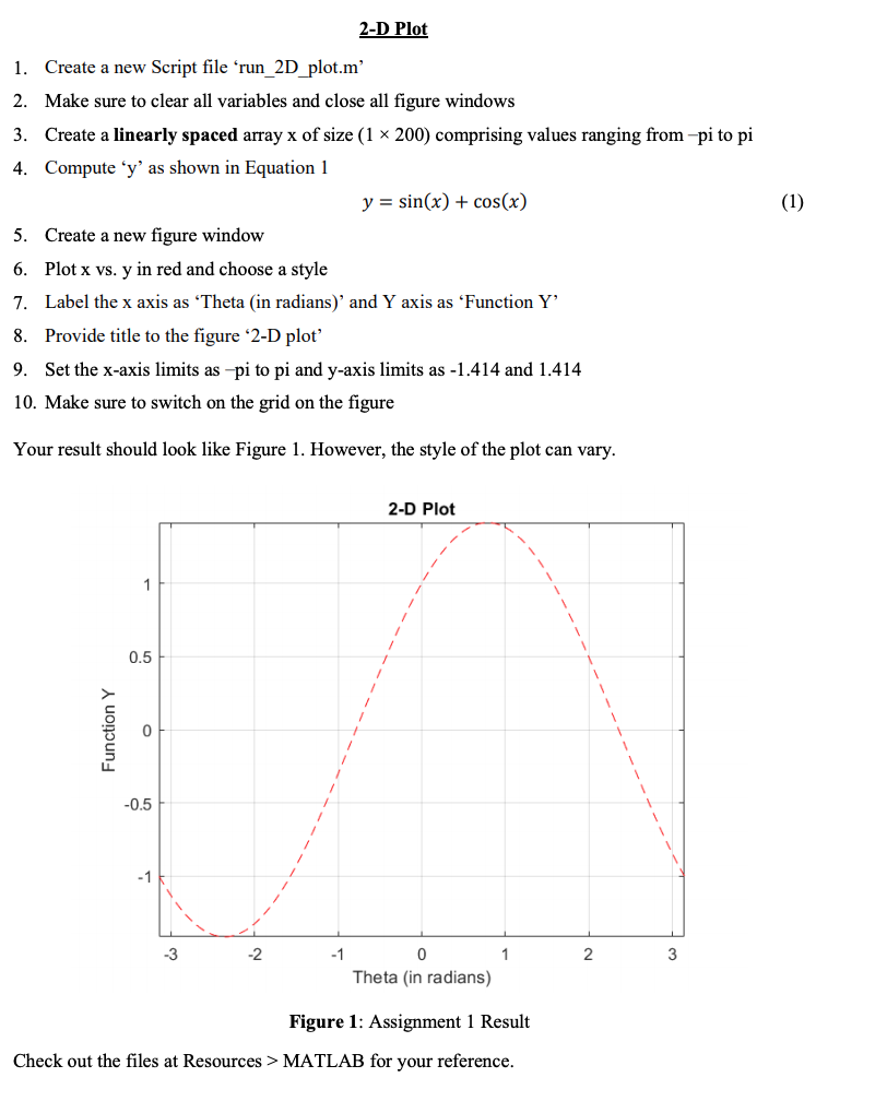 Solved 2-D Plot 1. 2. 3. 4. Create a new Script file | Chegg.com