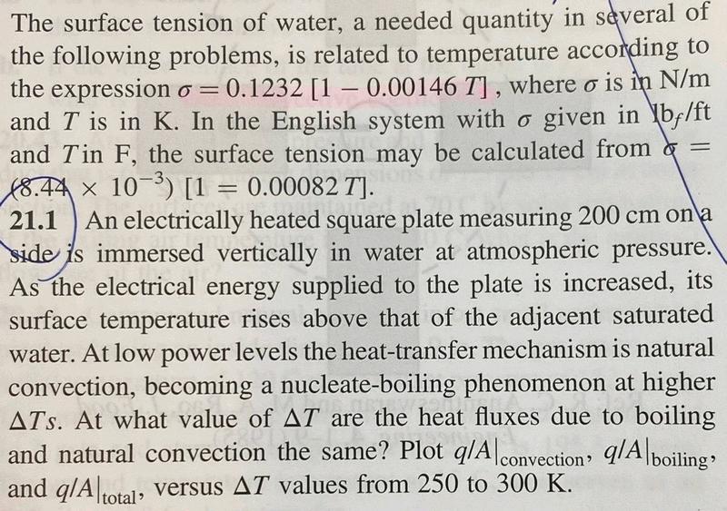 Solved The surface tension of water, a needed quantity in | Chegg.com