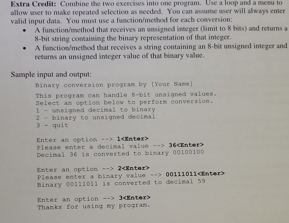 Solved Extra Credit: Combine the two exercises into one | Chegg.com