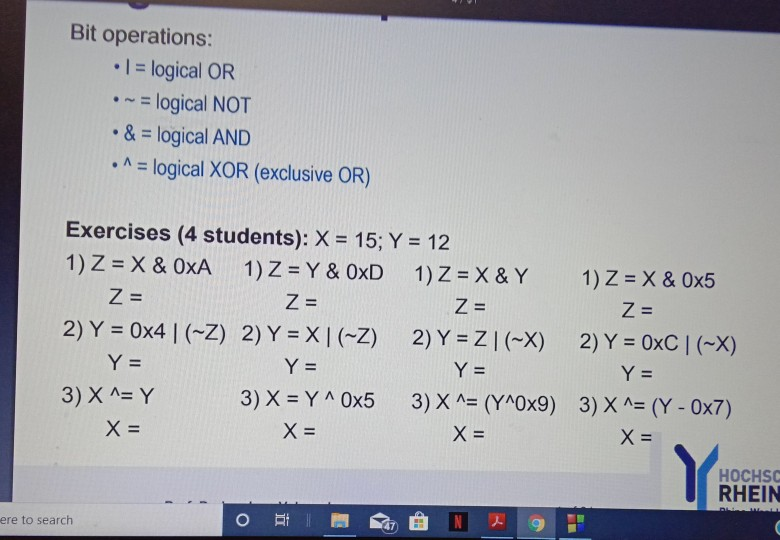 y Solved Bit operations: •| = logical OR •-= logical NOT