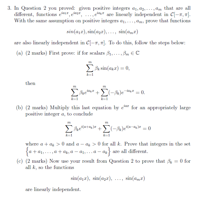 Solved 3. In Question 2 you proved: given positive integers | Chegg.com