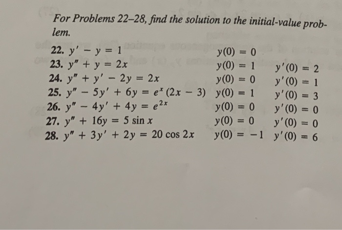 Solved For Problems 22-28, find the solution to the | Chegg.com