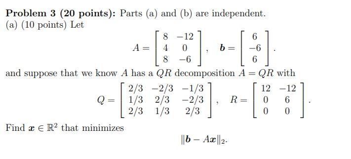 Solved [ Problem 3 (20 points): Parts (a) and (b) are | Chegg.com