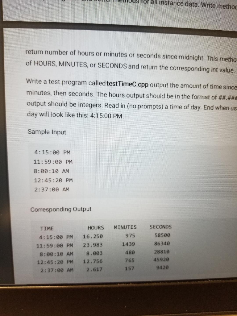 C++ Write a class called TimeOfDay that represents | Chegg.com