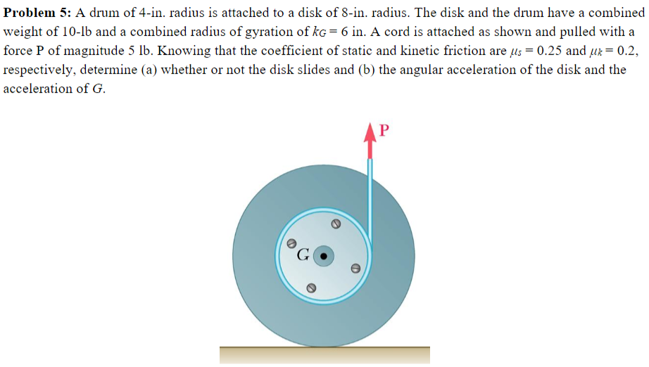 Solved Problem 5 A drum of 4in. radius is attached to a