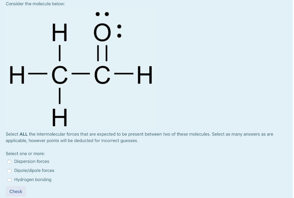 Solved Consider the molecule below HO H¢CH H Select ALL