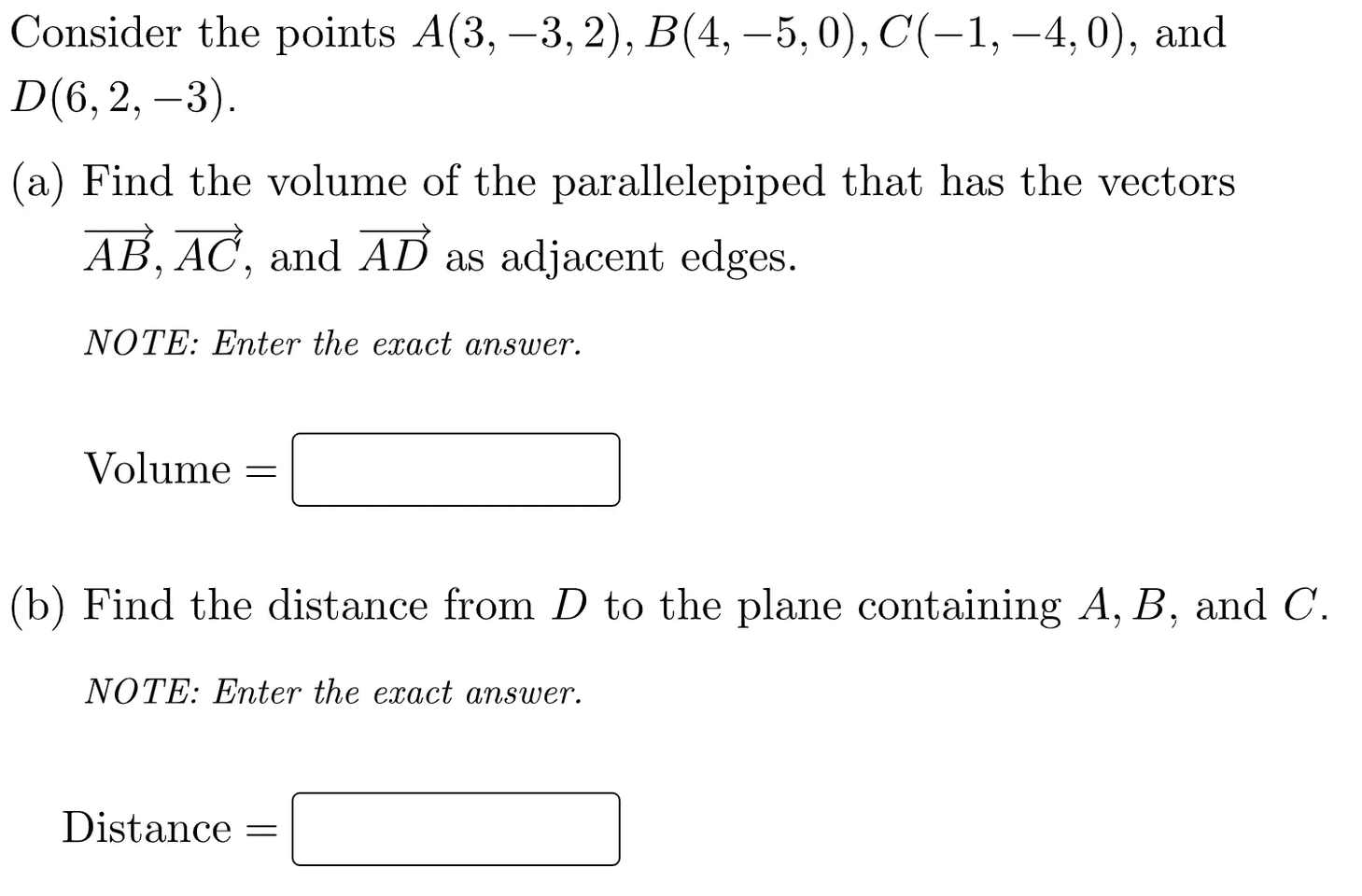 Solved 2 2 Consider The Points A(3, -3,2), B(4, -5,0), C(-1, | Chegg.com