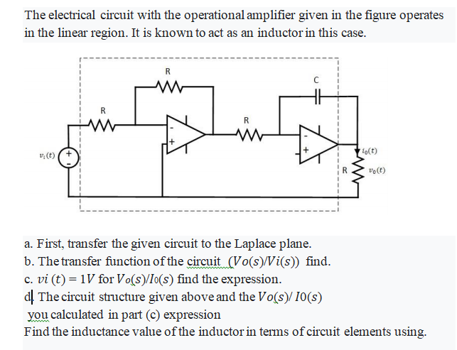 Solved The Electrical Circuit With The Operational Amplifier | Chegg.com