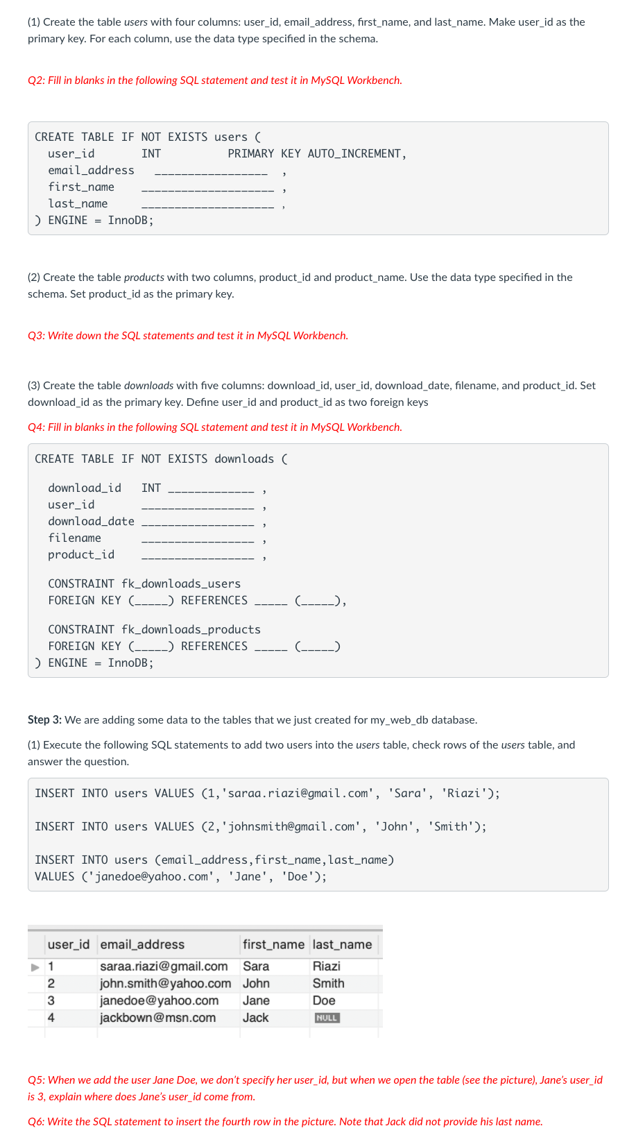 Solved Supposed to be learning how to create a sql | Chegg.com