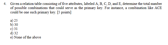 Solved Given a relation table consisting of five attributes, | Chegg.com