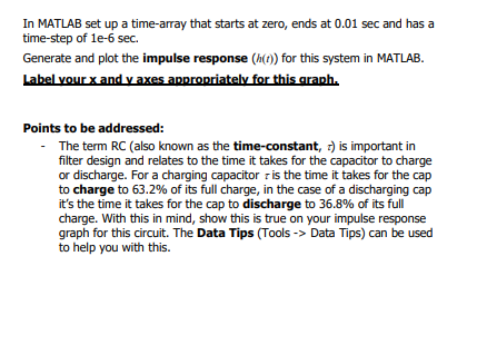 Solved In MATLAB set up a time-array that starts at zero, | Chegg.com