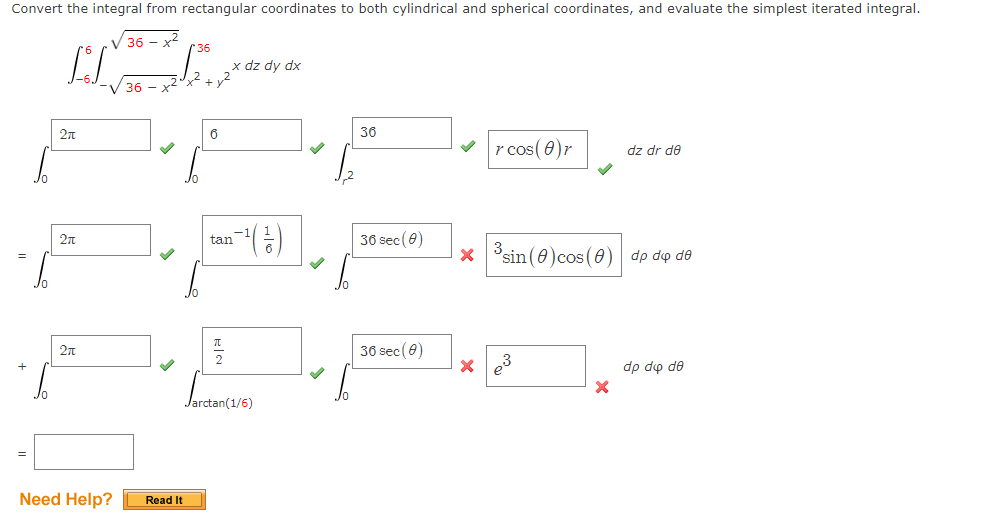 Solved Convert the integral from rectangular coordinates to | Chegg.com