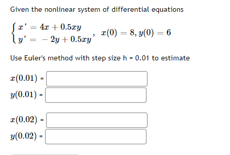 Solved Given the nonlinear system of differential equations | Chegg.com