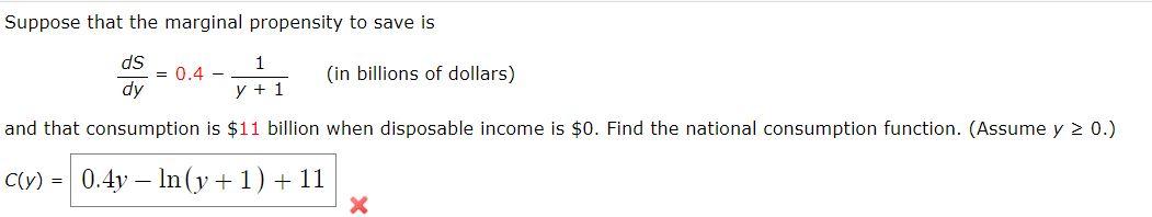 Solved Suppose that the marginal propensity to save is ds dy | Chegg.com