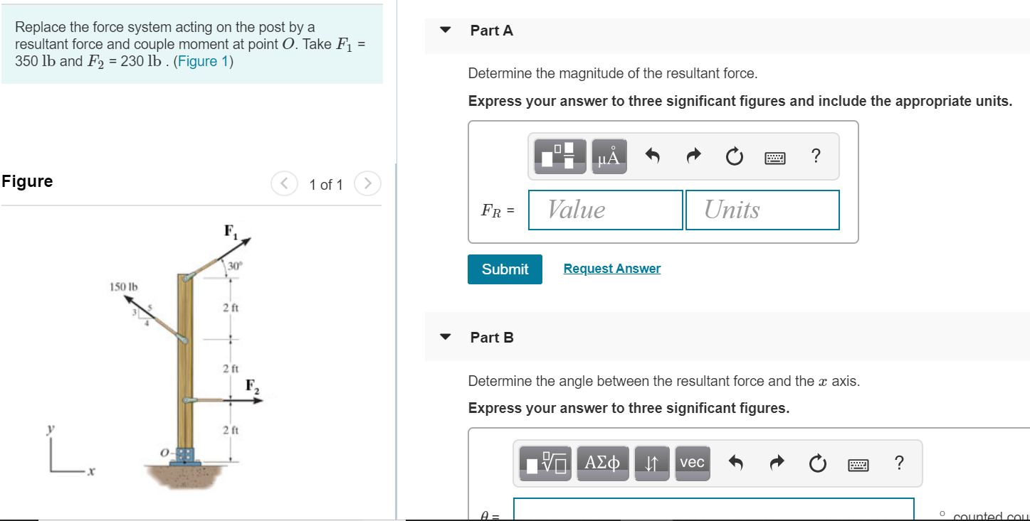 Solved Part A Replace The Force System Acting On The Post By | Chegg.com