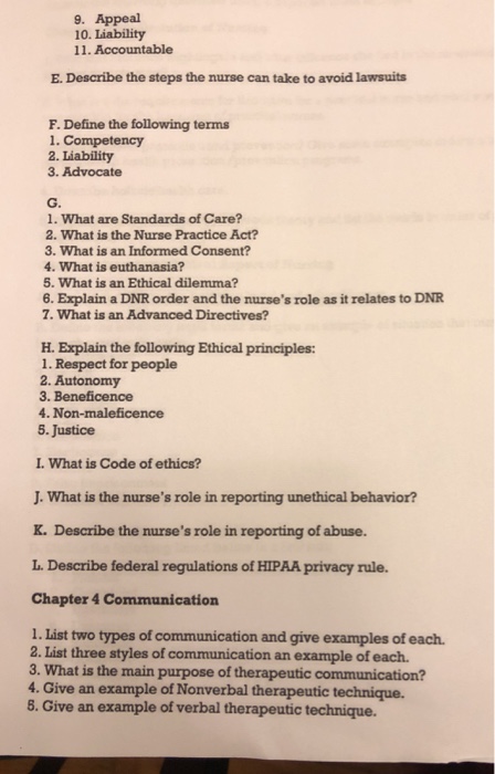 Solved 9 Appeal 10 Liability 11 Accountable E Describe Chegg