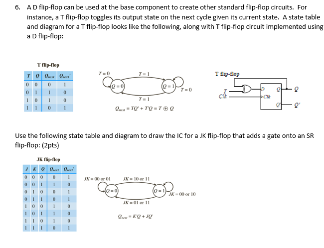 Solved 6. A D flip-flop can be used at the base component to | Chegg.com