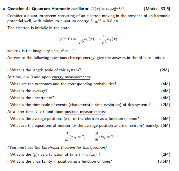 Solved Question 4 Quantum Harmonic oscillator,