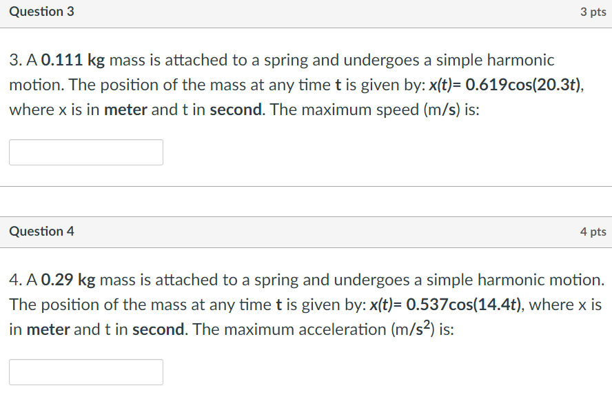 Solved Question 3 3 Pts 3. A 0.111 Kg Mass Is Attached To A | Chegg.com