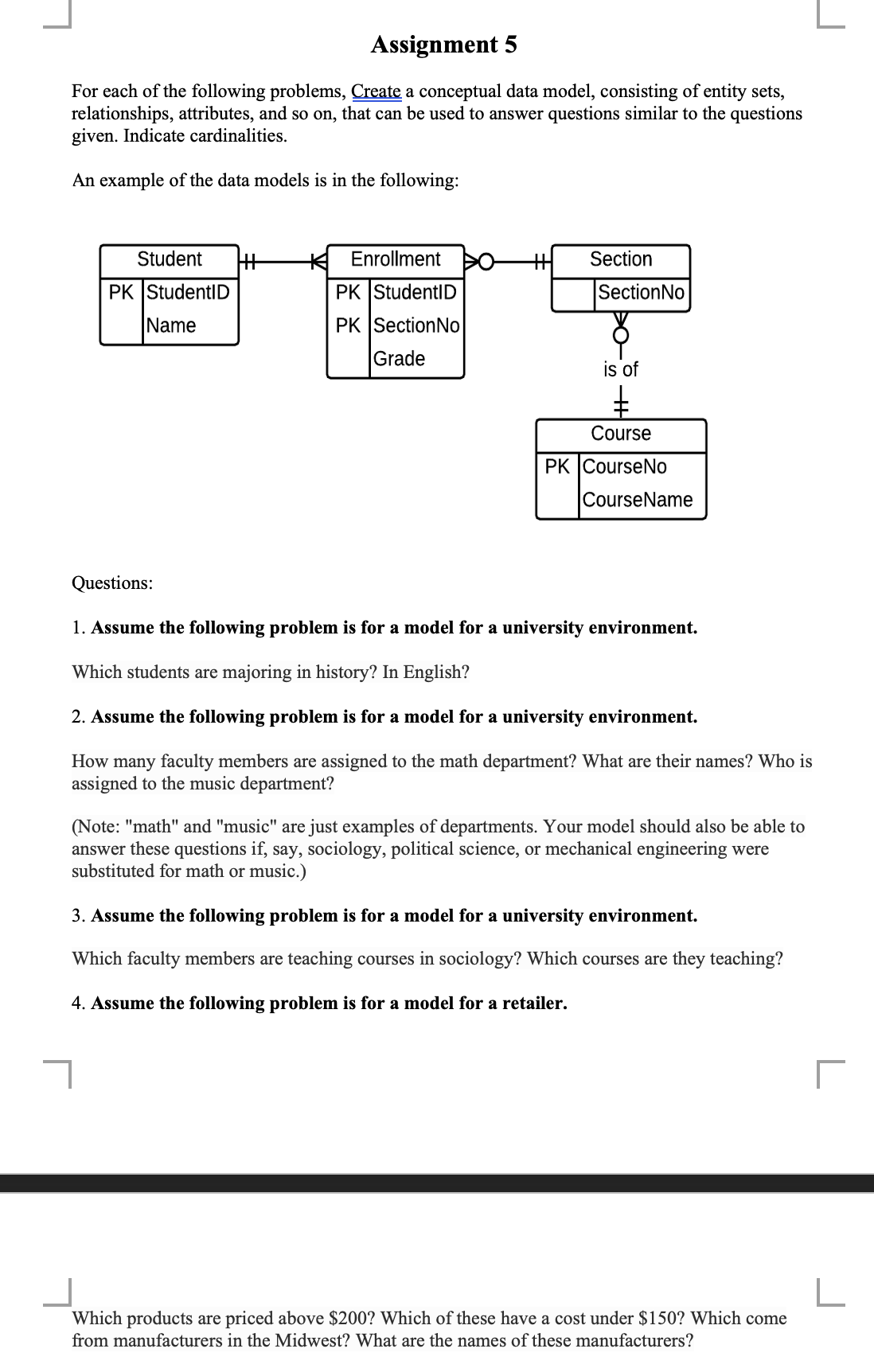 Solved Assignment 5 For each of the following problems