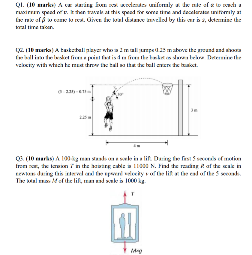 If A Car At Rest Accelerates Uniformly Solved Ql. (10 marks) A car starting from rest accelerates | Chegg.com