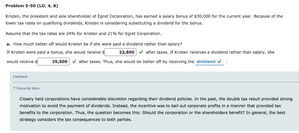 Solved Problem 5 50 LO 4 8 Kristen The President And Chegg