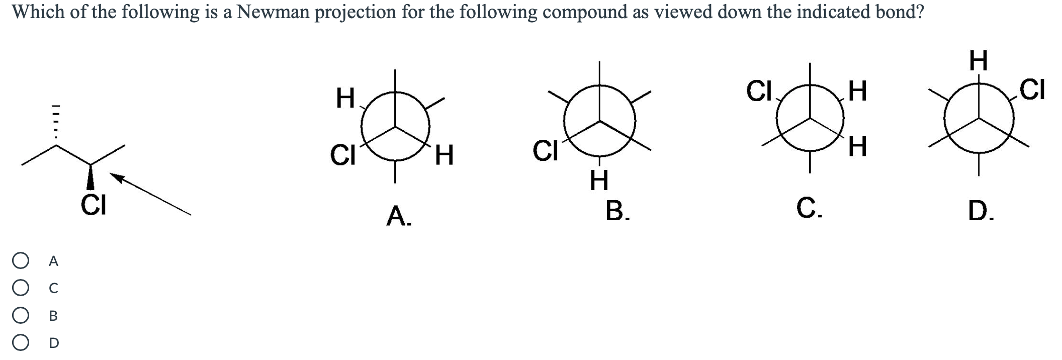 Solved Which of the following is a Newman projection for the | Chegg.com