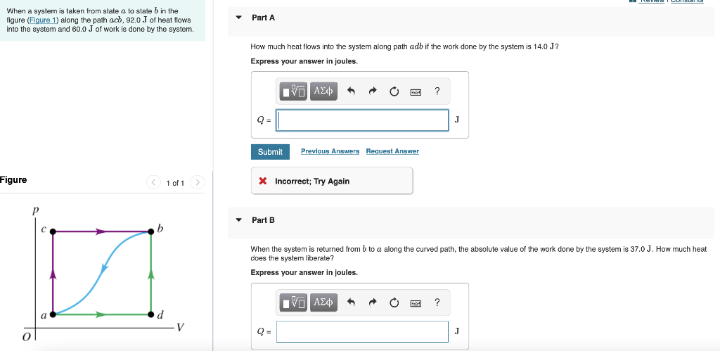 Solved When A System Is Taken From State A To State B In The | Chegg.com