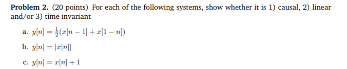 Solved Problem 2. (20 points) For each of the following | Chegg.com