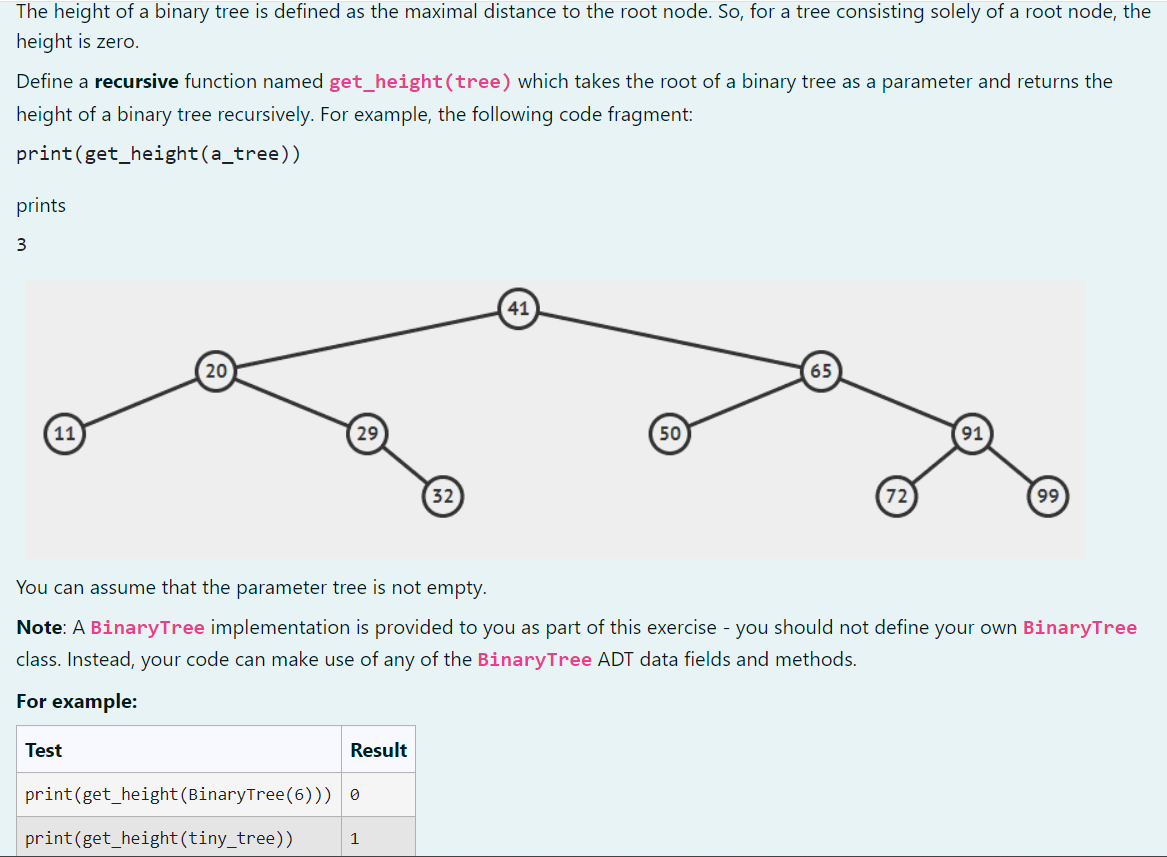 Solved The height of a binary tree is defined as the maximal | Chegg.com