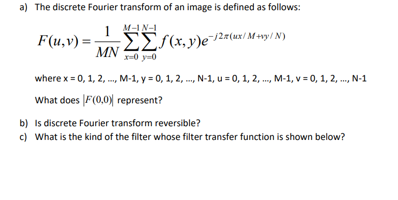 Solved a) The discrete Fourier transform of an image is | Chegg.com