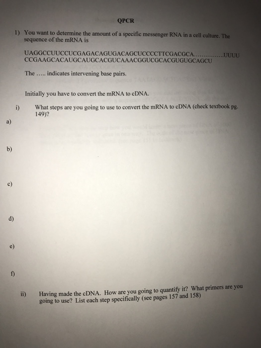 Solved QPCR İ) You want to determine the amount of a | Chegg.com